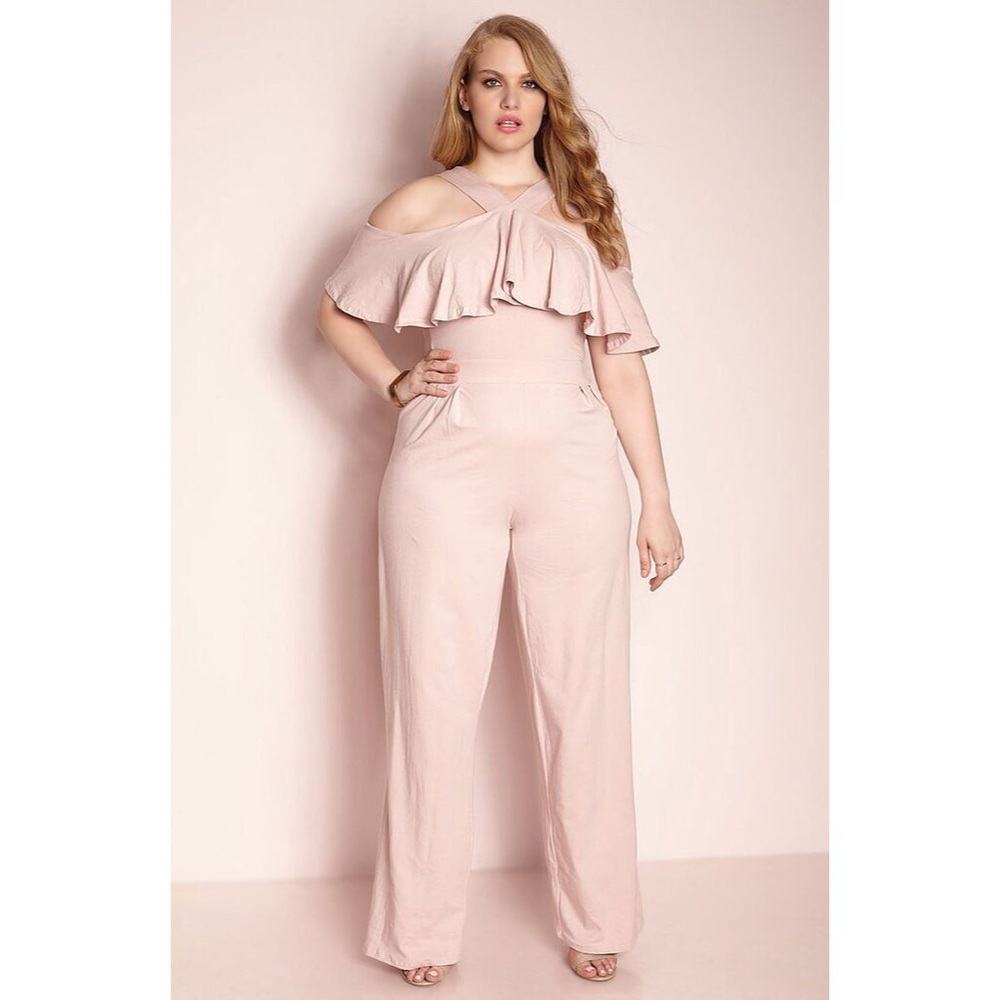 Rebdolls: Blush Ruffle Wide Leg Jumpsuit